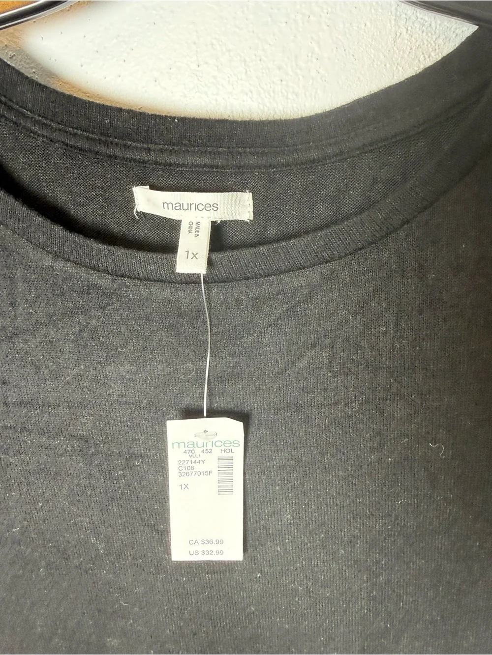 Maurices Black Long Sleeve Swiss Dot Sleeve Tee - Picture 4 of 6